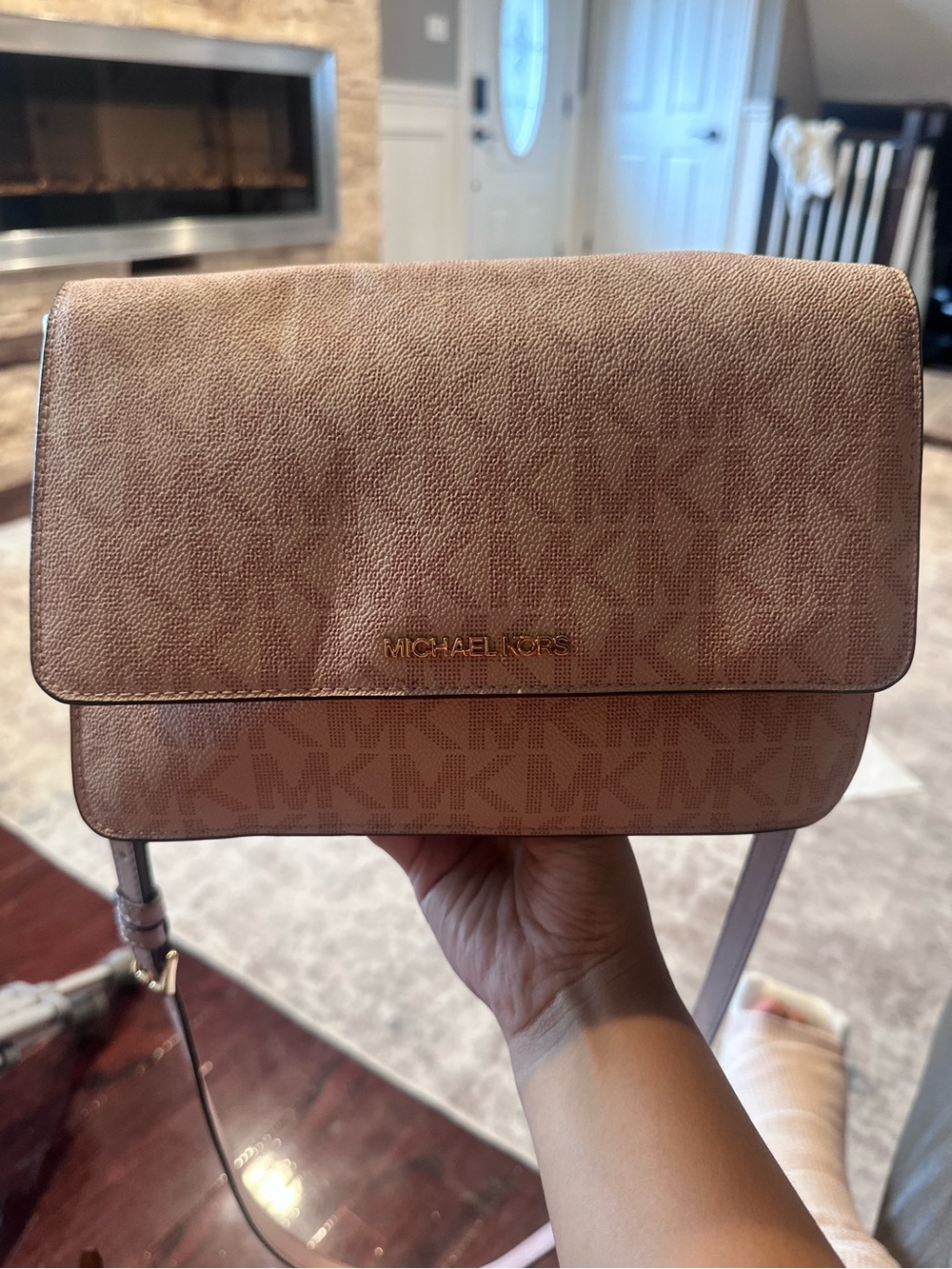 Michael Kors Blush Pink Crossbody Bag with Logo Print